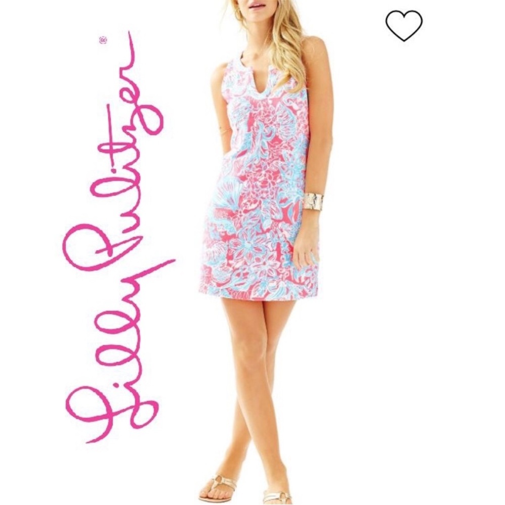 Lilly Pulitzer Estrada Pink Sun Ray Summer Siren French Terry Shift Dress Large